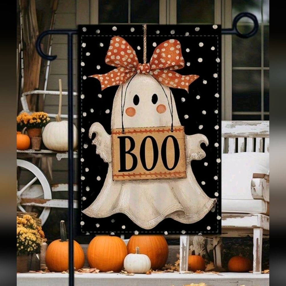 Halloween Ghost "BOO" Garden Flag